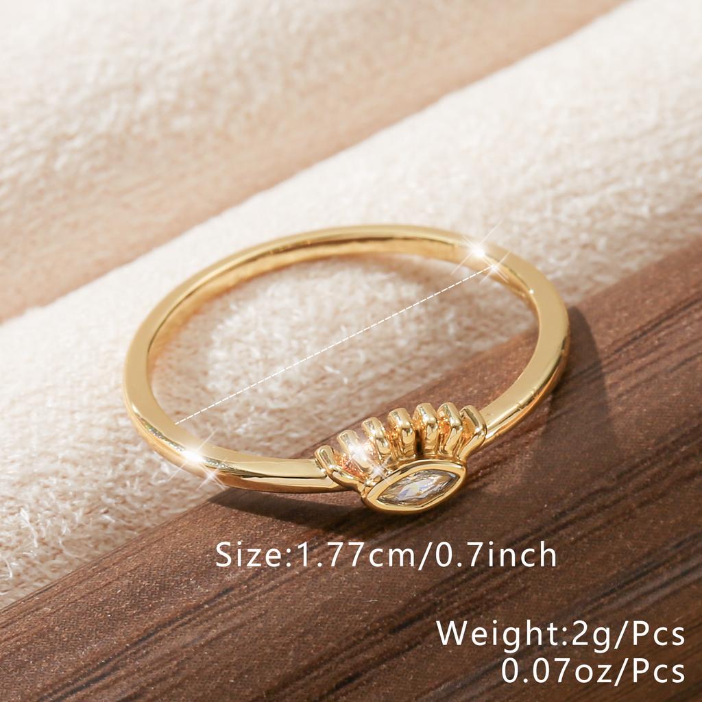 Golden Copper Marquise Cut Synthetic Zircon Ring Minimalist Stackable Band for Women