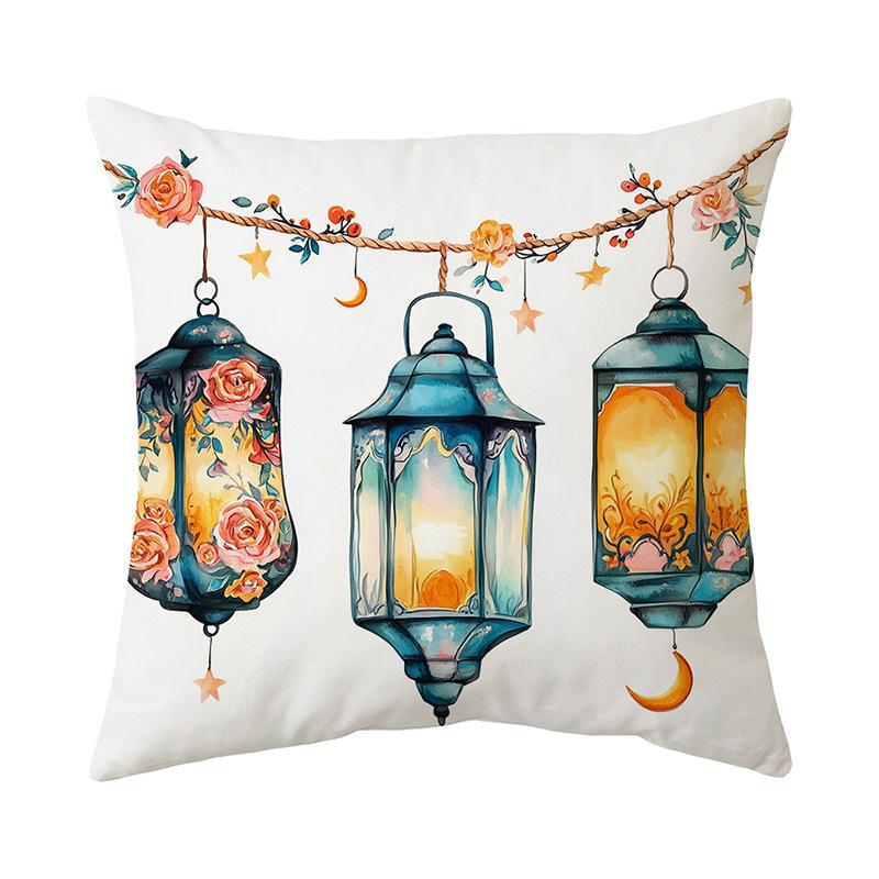 Golden Moon Print Pillow Cover Super Soft Short Plush Retro Home Sofa Decorative Cushion Cover