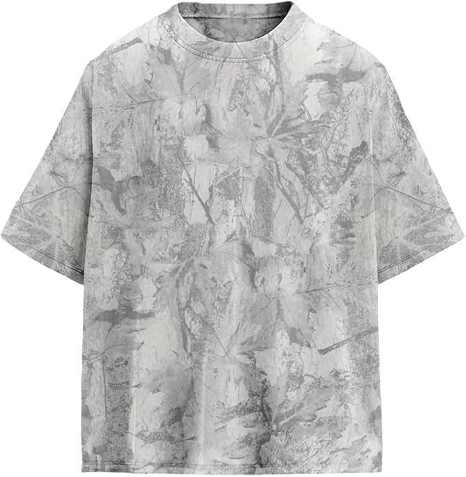 Summer Men's Fashion Trend Slim Fit Casual Branch Camouflage 3D Digital Printing Short-sleeved T-shirt Top