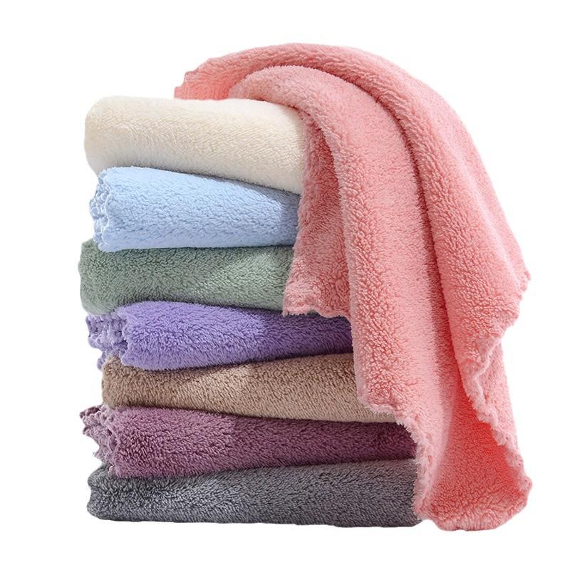 High-Density Coral Fleece Soft Absorbent Towel - 30x30 Square Baby Handkerchief & Dishcloth
