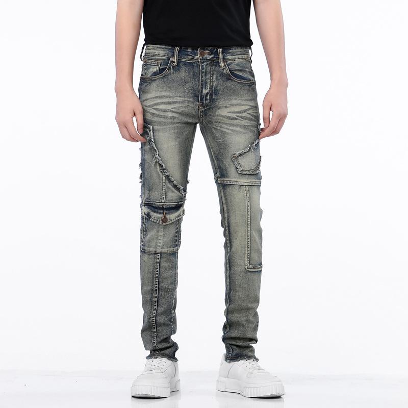 

Ковбойские брюки мужские модные брендовые весна-лето осень американские мотоциклетные брюки Harley ретро состаренные мужские облегающие брюки с короткими штанинами 40