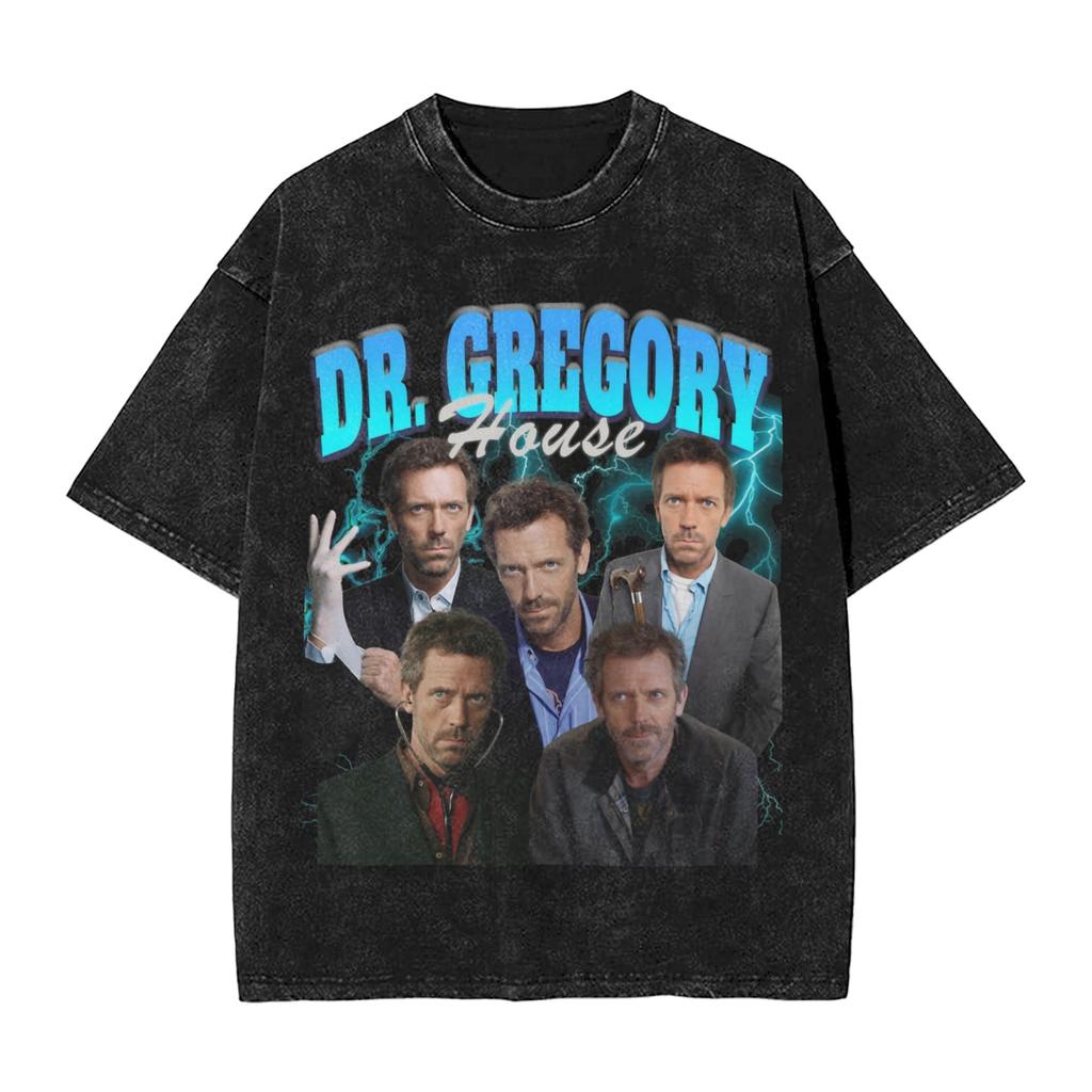 Harajuku Washed Shirts House MD Dr Gregory House Outfit Vintage TShirts Harajuku Streetwear Short Sleeve Summer Tee Shirt