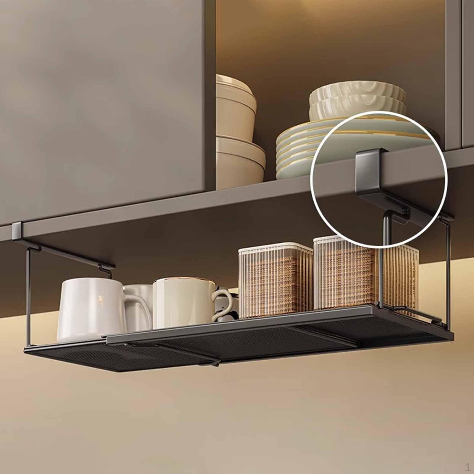 

подвесная корзина для хранения под полкой, регулируемая длина, полая конструкция, шкаф для чёрный