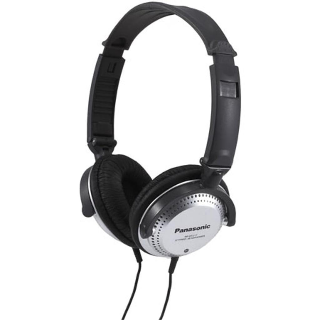 Panasonic Stereo Headphones with Integrated Volume Controller and Design Over-Ear RP-HT227 (Black & Silver) Travel-Fold