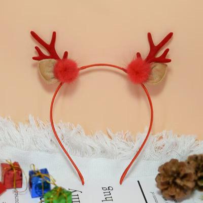 Japanese & Korean Style Flocked Coral Antler Ears Mink Hair Clip Headband for Christmas & Live Broadcasts
