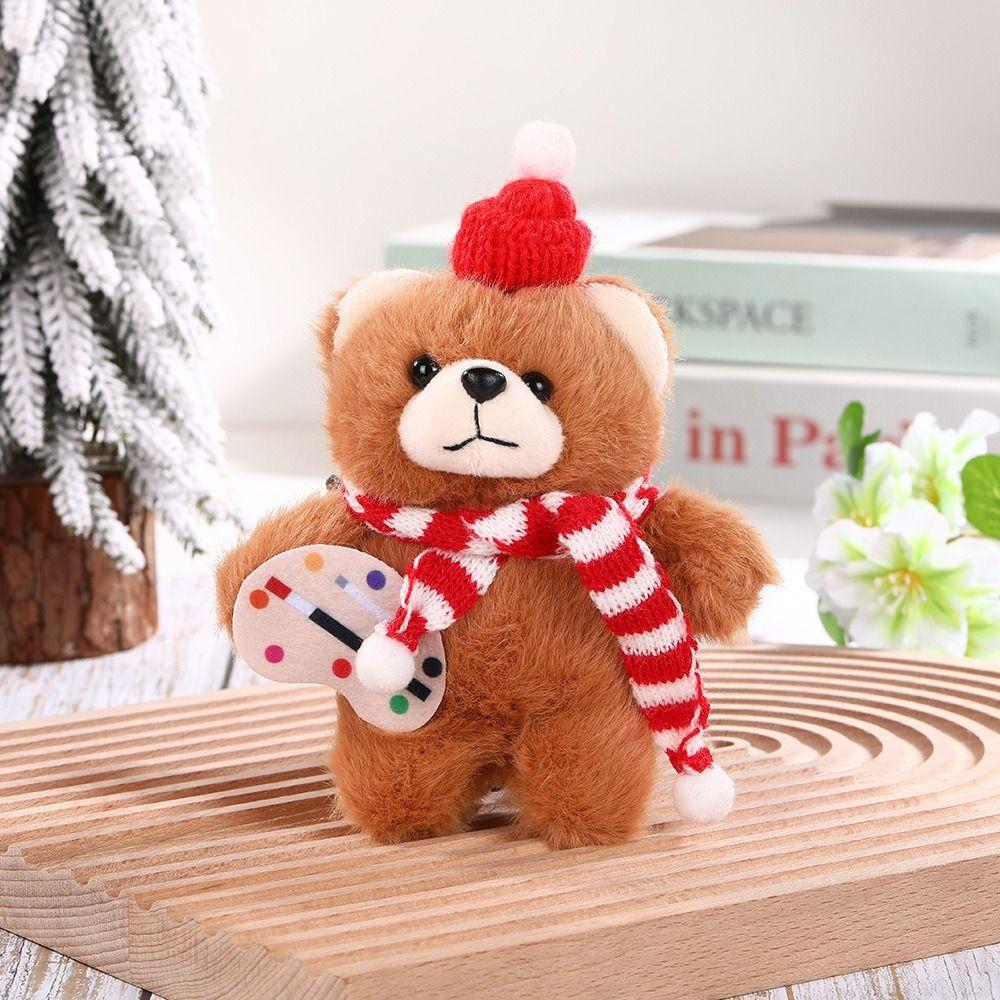 With scarf Christmas Bear Plush Toy Cartoon Animal Bear Plush Dolls Schoolbag Ornaments