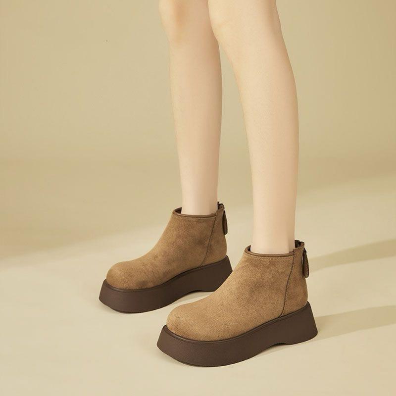 Snow Boots, Thick-soled Height-increasing Shoes, New Women's Boots, Fleece Cotton Boots, Short Boots