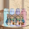 1PC Scarf Gentle Cat Cartoon 750ml Color Plastic Sports Water Bottle Leakproof Flip Straw Lid Suitable for Sports Office Home Use