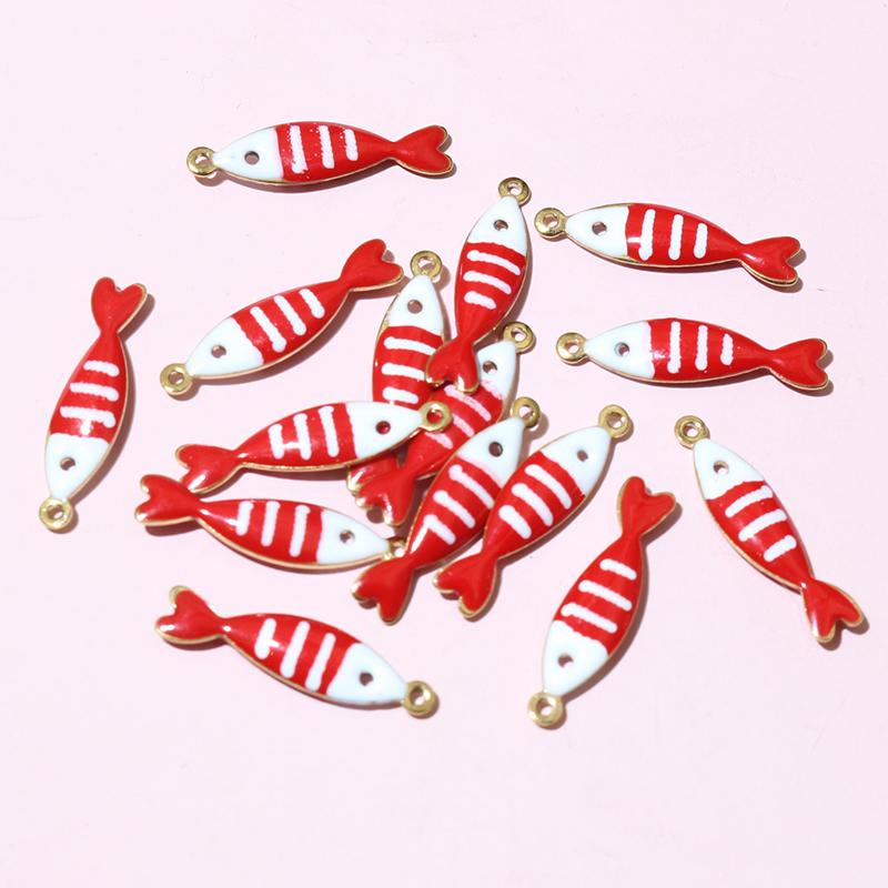 20pcs 18x5mm Stainless Steel Fish Enamel Charms Pendant Stainless Steel DIY Jewelry Making Accessories Findings 
