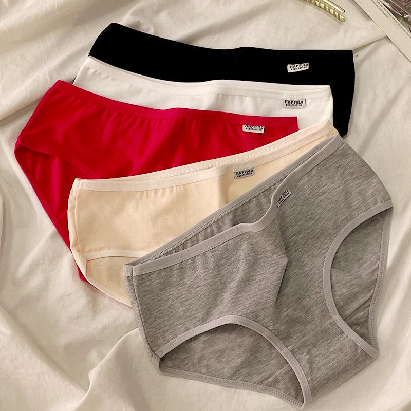 Pure Cotton Women's Low Waist Briefs - Solid Color, Breathable Underwear for Teens and Students
