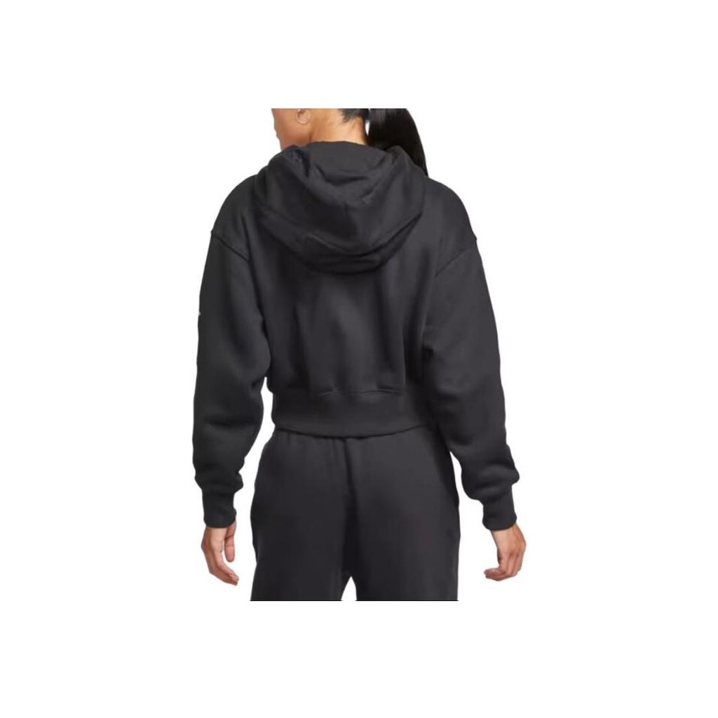 Nike Logo Print Cropped Pullover Hoodie Women Hoodie Black DR5614-010
