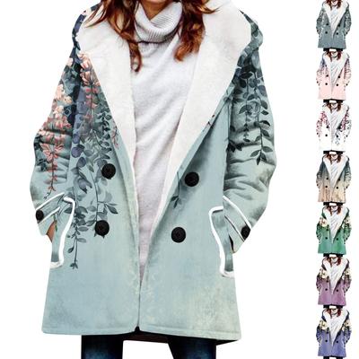 Women's Winter Coat Warm Shaggy Down Hooded Button Down Coat Jacket