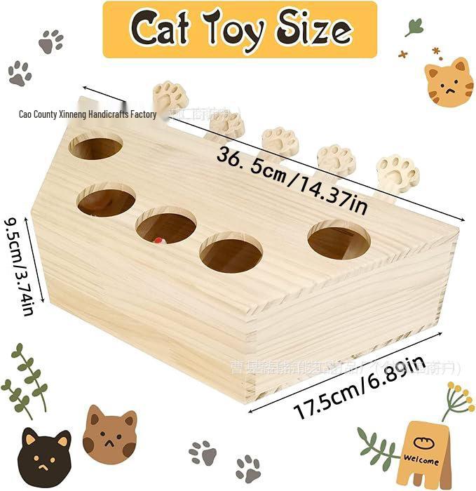In-Stock Indoor Wooden Whack-a-Mole Cat Toy - Interactive Pet Teaser