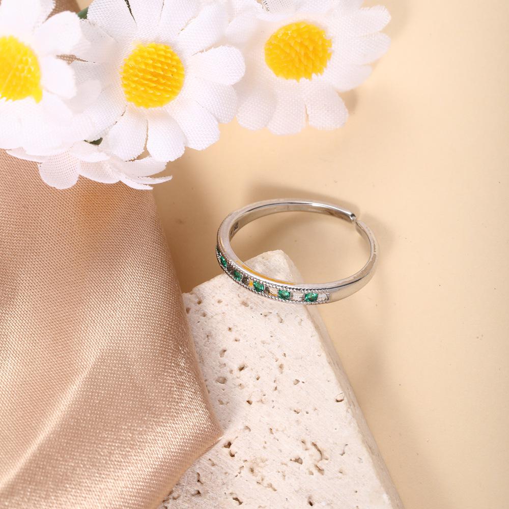 

Women s Adjustable Gold-Plated Copper Ring with Micro Pave Zircon