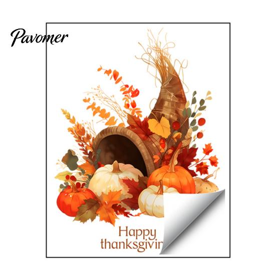 Static Window Clings for Thanksgiving Harvest Themed Sticker, Decorative Non Adhesive Cling, Removable Holiday Glass Stickers Watercolor Decals