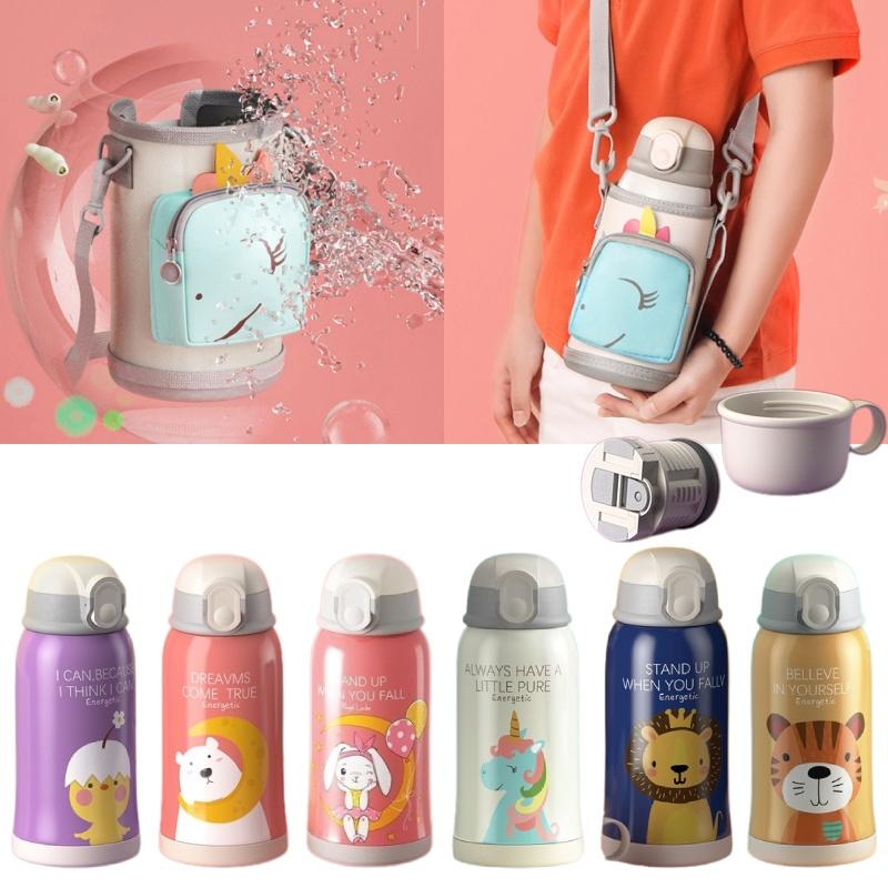 Uroczy i przenośny kubek termiczny dla dzieci Royallocke z stali nierdzewnej 316 z kreskówkowym wzorem i rękawem z postaciami)