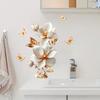 Original Gemstone Texture Butterfly and Botanical Toilet Stickers, Self-Adhesive Wall Decor for Bathroom Vanity Decoration