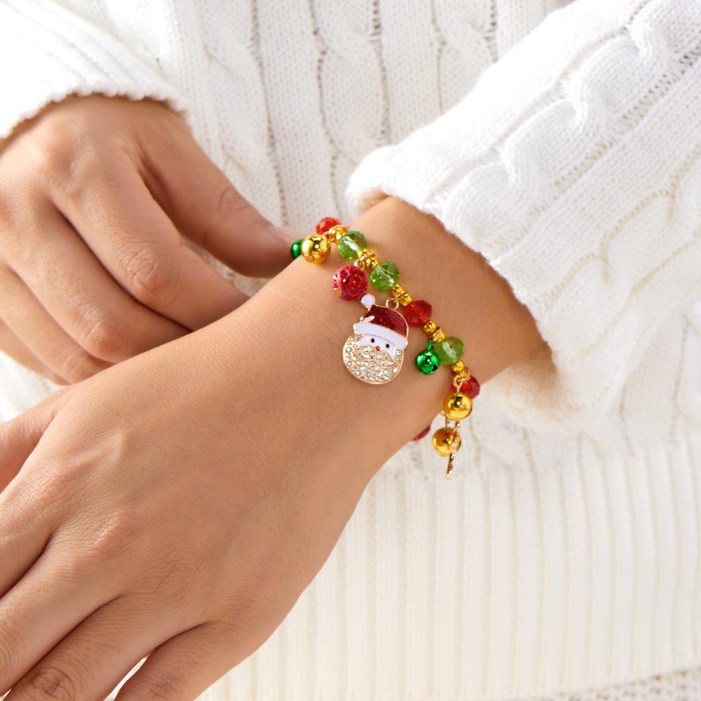 Simple Christmas Santa Claus Snowflake Gingerbread Man Bracelet for Women Crystal Charming Party Gift Daily Festival Jewelry