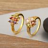 Nidin High Quality Multicolored Crystal Zircon Glossy Rings For Women Wedding Party Copper Fashion Light Luxury Jewelry Gifts