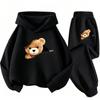 Autumn/Winter Children's Casual Sports Pants Set - Boys' and Girls' Fun Cartoon Bear Printed Long-Sleeved Fleece Sweater
