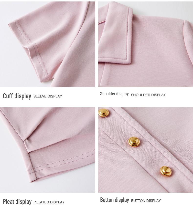 Summer Slim Fit Polo Collar Plus Size T-shirt with Lapel Button