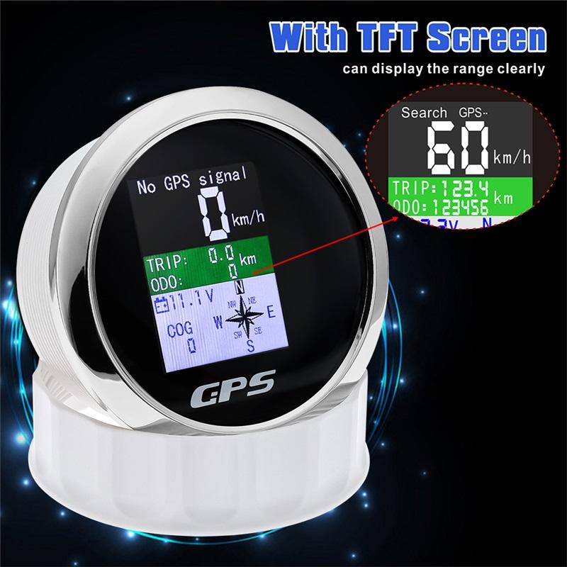 Universal 85mm Digital GPS Speedometer Odometer with GPS Antenna TFT Screen Waterproof Voltmeter for 12V Boat Car Motorcycle