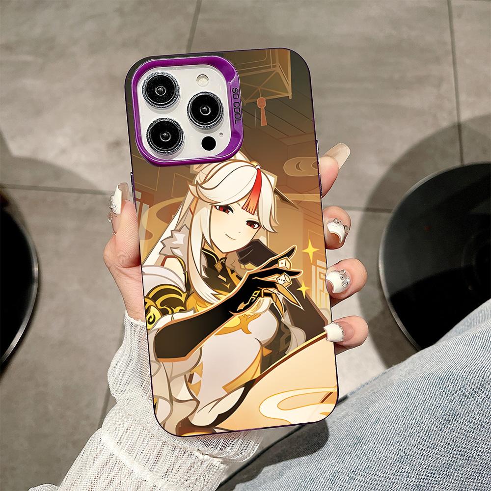 Game GI Ningguang Purple Translucent Mobile Phone Case for iPhone 17 16 15 14 13 12 11 X XR XS 8 7 Air Pro Max Plus Cover