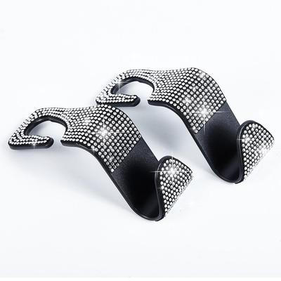 2-Piece Synthetic Diamond Car Hooks, Hidden Car Storage Hooks, Creative Car Seat Hooks & Hangers, Women's Car Accessories
