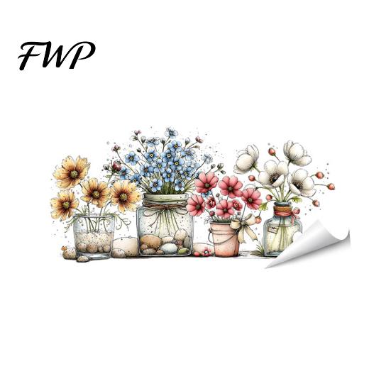 Damage-free Window Sticker Spring Summer Flowers Clings Double Sided Tulip/Rose/Wildflowers Decorative Cling In Vase Decals Anti-Collision Glass Door