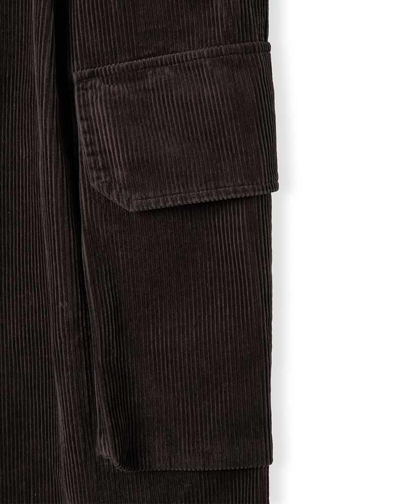 HOOVES Corduroy Single-Pleat Cargo Pants [Deep Brown]