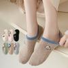 Summer Short Socks Girl Cartoon Embroidery Trendy Thin Cute Little Dog Animal Invisible Boat Socks Cotton That Won't Fall Off and Are Anti-slip