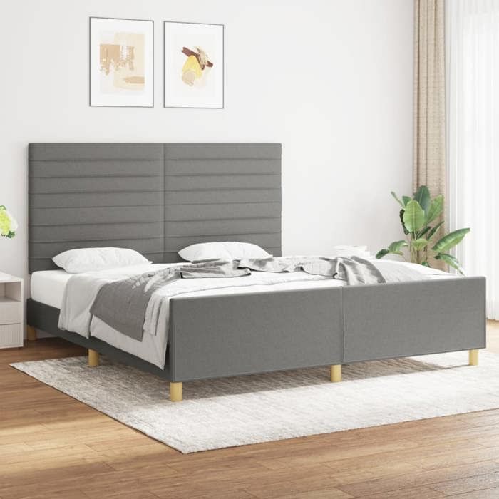 VidaXL Bed Frame with Headboard Dark Grey 180 X 200 Cm Fabric 3125155