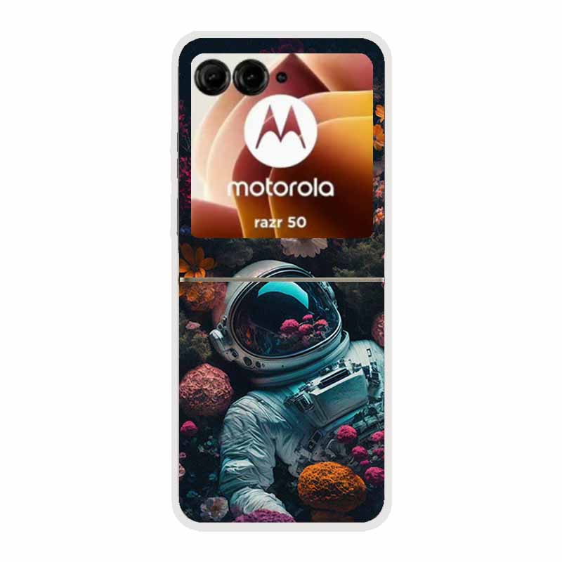 For Moto Razr 50 Case Clear Plastic Hard Painted Space Transparent Phone Covers for Motorola Razr 60 50 Coque Razr 2024 PC Cases