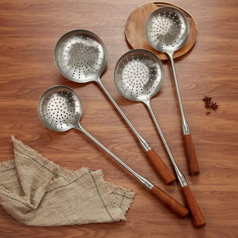 Stainless Steel Strainer Spoon for Scooping Noodles, Large Filter Screen, Hot Pot Dumpling Spoon, Chef's Deep-frying Thickened