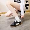 Spring leather sports shoes women's flat bottom women's color matching casual student shoes women