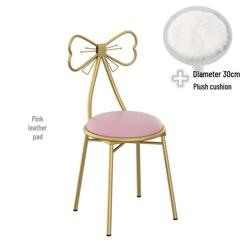Princess Butterfly Makeup Chair with Detachable Backrest - Ideal for Small Apartment Bedrooms and Vanity Spaces