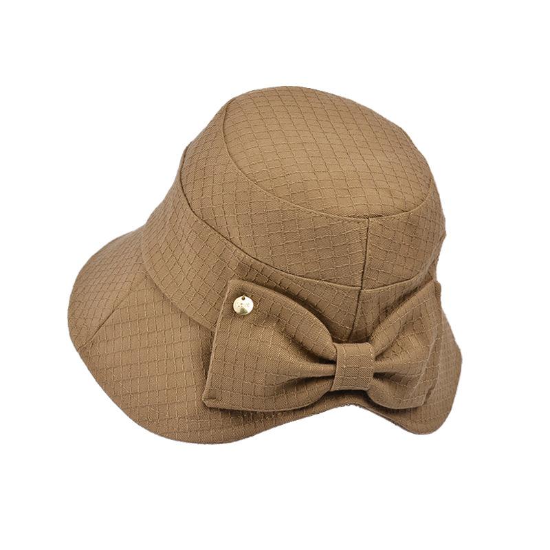 

8559 New bow bucket hat literary and versatile fashion women s hat showing face small bucket basin hat