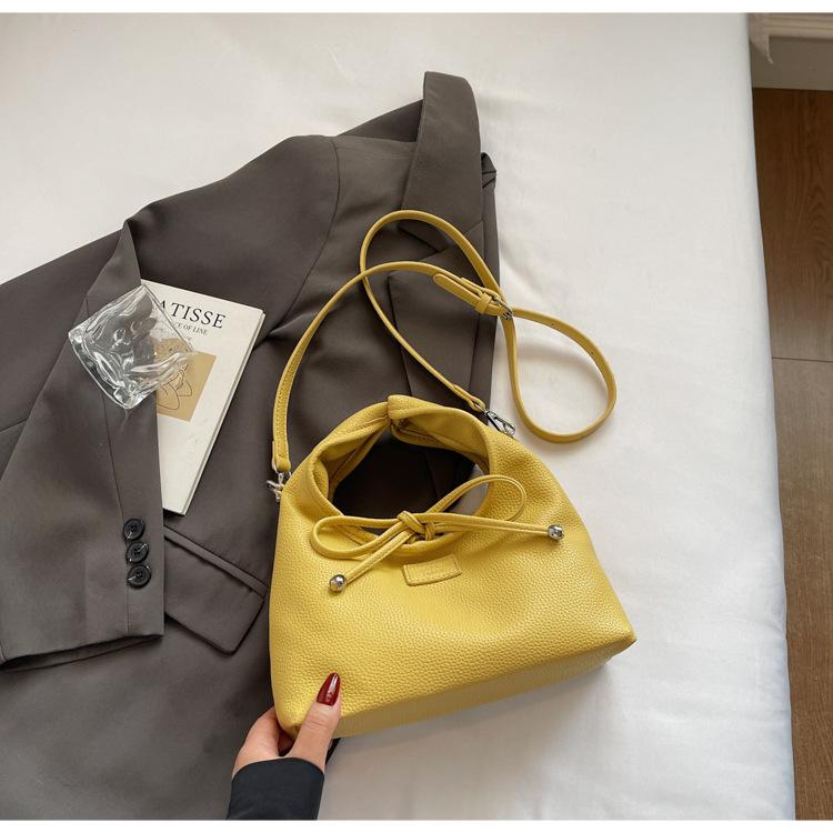 Bow Strap Handbag 2025 Spring New Korean Fashion Simple Casual High-end Dumpling Bag