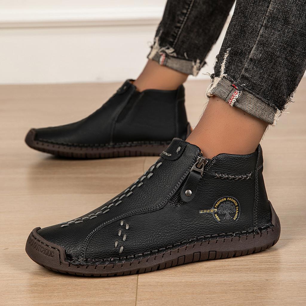 Neue klassische handgefertigte Herrenschuhe aus Leder mit Reißverschlussdesign Outdoor-Sneakers lässige flache Schuhe Herren Arbeitsschuhe Stiefeletten