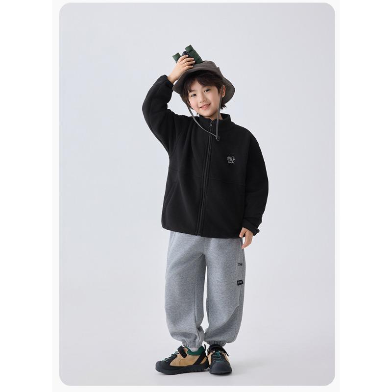Boys Kids Fleece Zip Up Cardigan Jacket Outdoor Casual Children Top