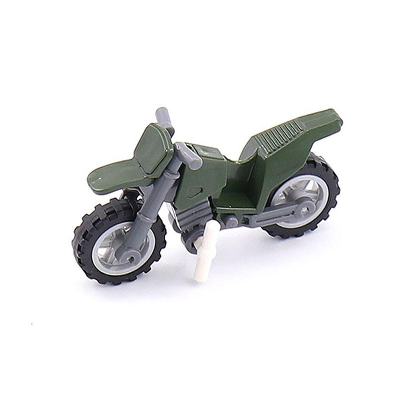Military Weapon Motorcycle Colorful Toys For Children Accessories WW2 Motor Transportation Facility Militaries Compatible Blocks