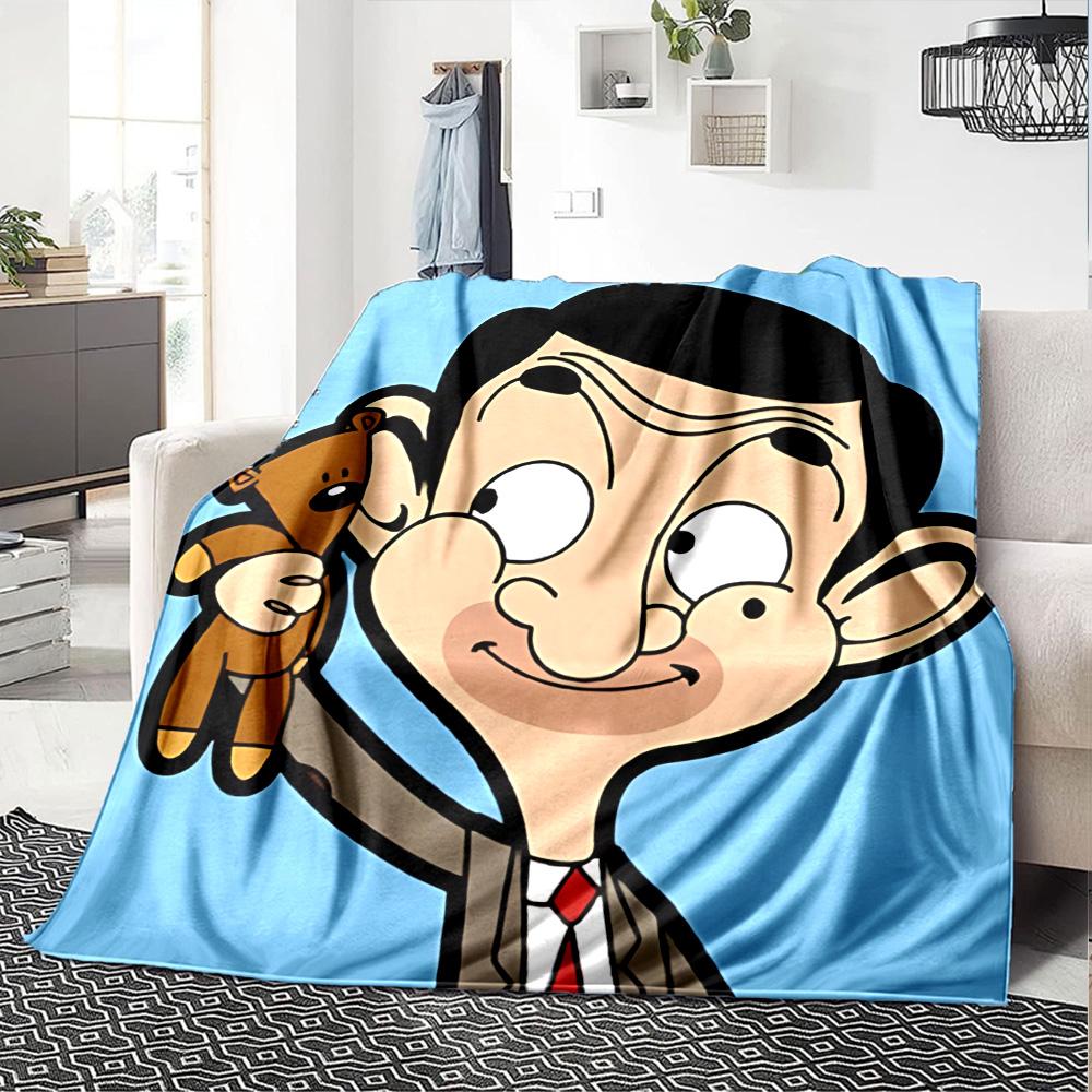 1 Stück Mr Beans Video Adventures Flanelldecke für Super Weichen Niedlichen Komfortdecke für Reisebettwäsche Couch Sofa Decke Y73044