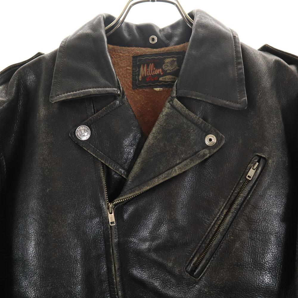 Million DOG 60s 70s vintage Double riders jacket black leather jacket Men's Used