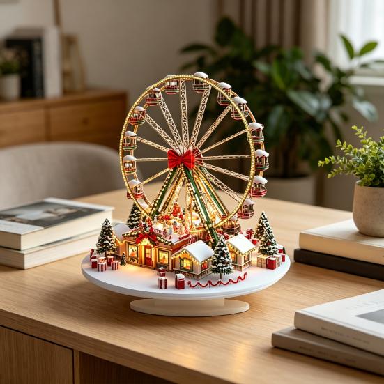Ferris Wheel Ornament Base 3D Christmas Tree with Built-in Stable Effect Acrylic Decoration