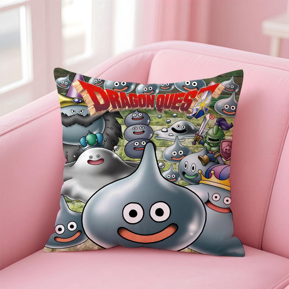 Cute Dragon Quest Rocket Slime Cushion Cover Comfortable Reversible Pillow Cover Ideal For Car Sofa Bedroom & Beyond