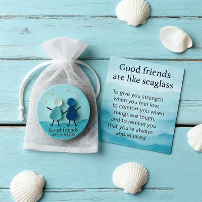 Good Friends Are Like Seaglass Keepsake Gift Sea Glass Art Pocket Hug Token with Card Friendship Gifts for Female Friends