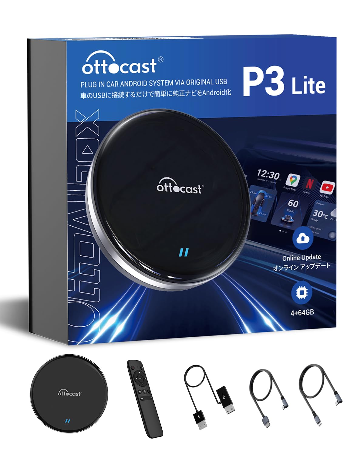 

[Official] Ottocast OttoAibox P3 Lite New model of Ottocast with remote control 4GB memory64GB storage Android 12 CarPlay AI Box In-car Android