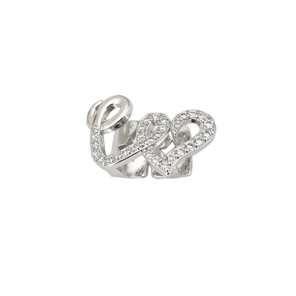 European & American Double Heart Zircon Hip-Hop Teeth Grills - Trendy Copper Tooth Jewelry