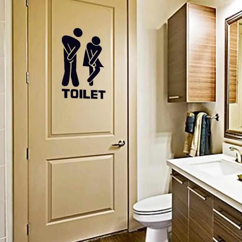 Funny Women Men Self Adhesive Removable Sticker Door Women Men Removable Wall Door Sticker Toilet Sign Decal Decor naklejki wc