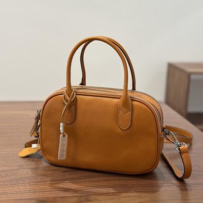 Genuine Leather Handbag Retro Commuter Solid Color Soft Cowhide Versatile Women's Shoulder Crossbody Bags
